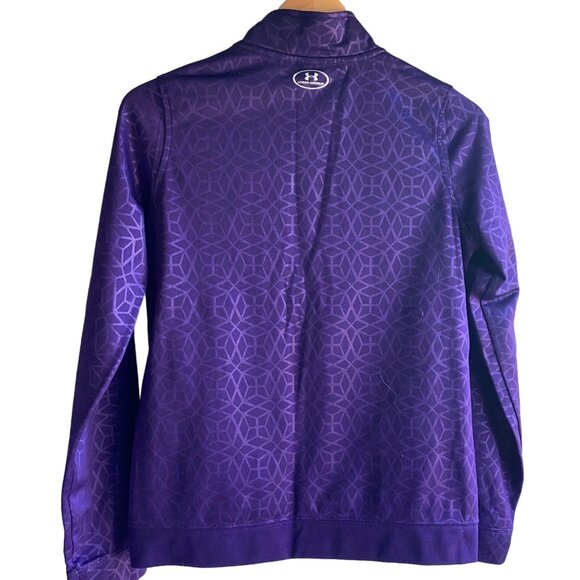 Under Armour Loose Girls Full Zip Jacket Purple Green Ruched XL Geometric Logo - Picture 2 of 12